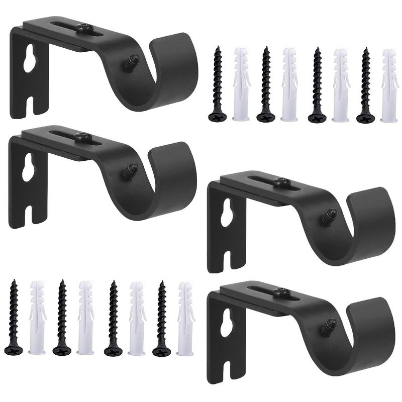 Anndason Heavy Duty Adjustable Curtain Rod Brackets Rod Holders for 1 Inch Rod, Black Color, (Set of 4,Black) - Image 1